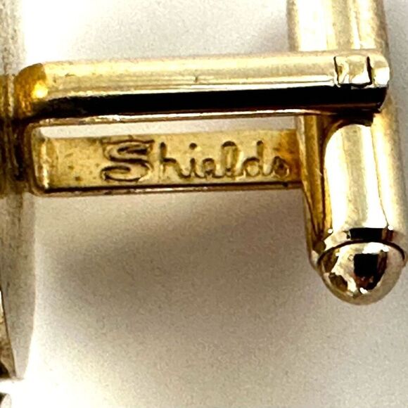 Shields gold tone circle vintage cufflinks - Picture 4 of 8